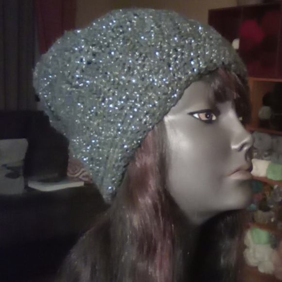 Gray Sparkle Acrylic Slouchy Beanie - Picture 3 of 5